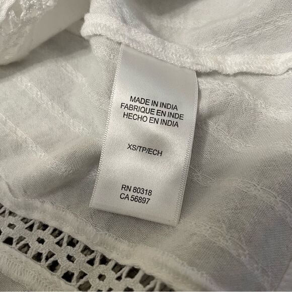 Lucky Brand White Lace Details Buttoned Down Flowy Shirt Sz-XS - Picture 11 of 15